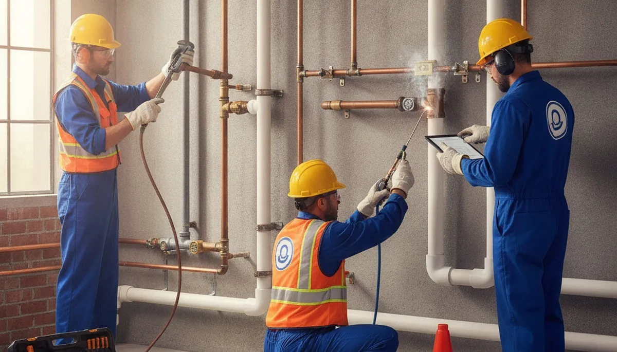 Warwick, RI plumber repairing a residential pipe for plumbing service and leak prevention