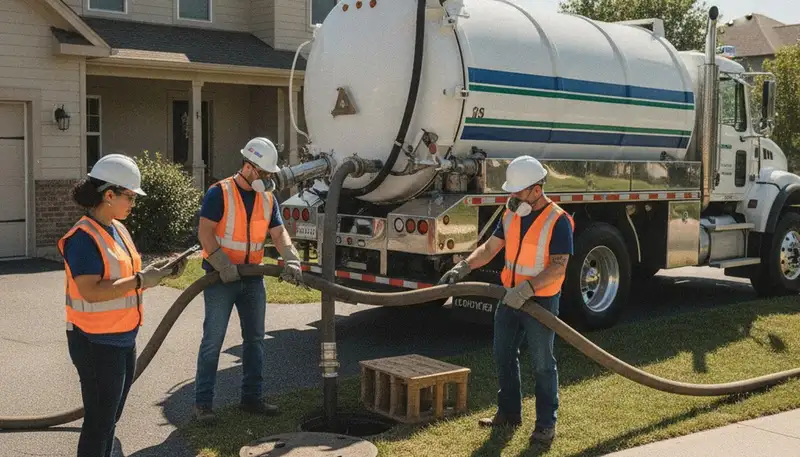 Septic pumping service truck for Warwick, RI homes by On Call Plumbers