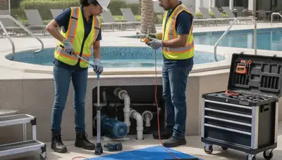 Warwick, RI plumber repairing a home spa for fast, reliable plumbing service