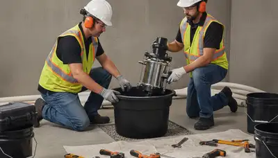 Sump pump installation in Warwick, RI by On Call Plumbers for home flood protection