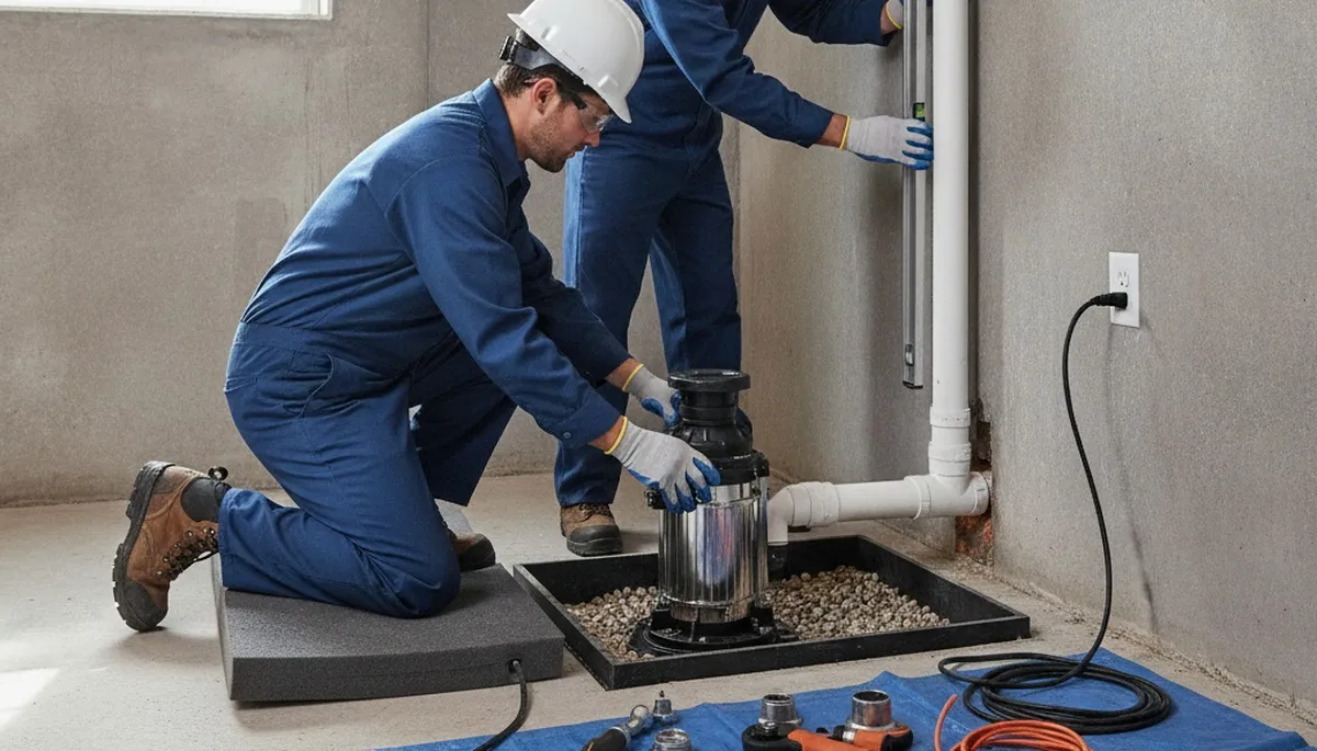 Sump pump installation for Warwick, RI home by On Call Plumbers to prevent flooding