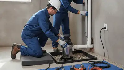 Sump pump installation for Warwick, RI home by On Call Plumbers to prevent flooding