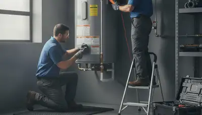 Warwick, RI plumber repairing a water heater for fast residential service